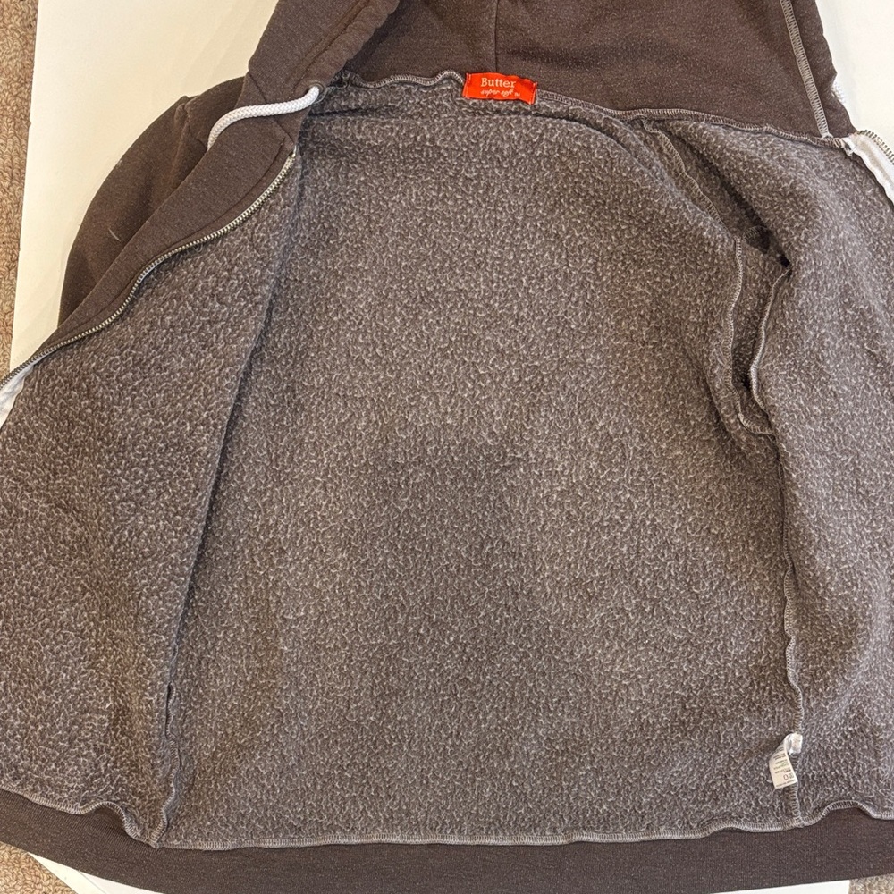 Butter Brown Hoodie with Green Accents - Picture 7 of 8